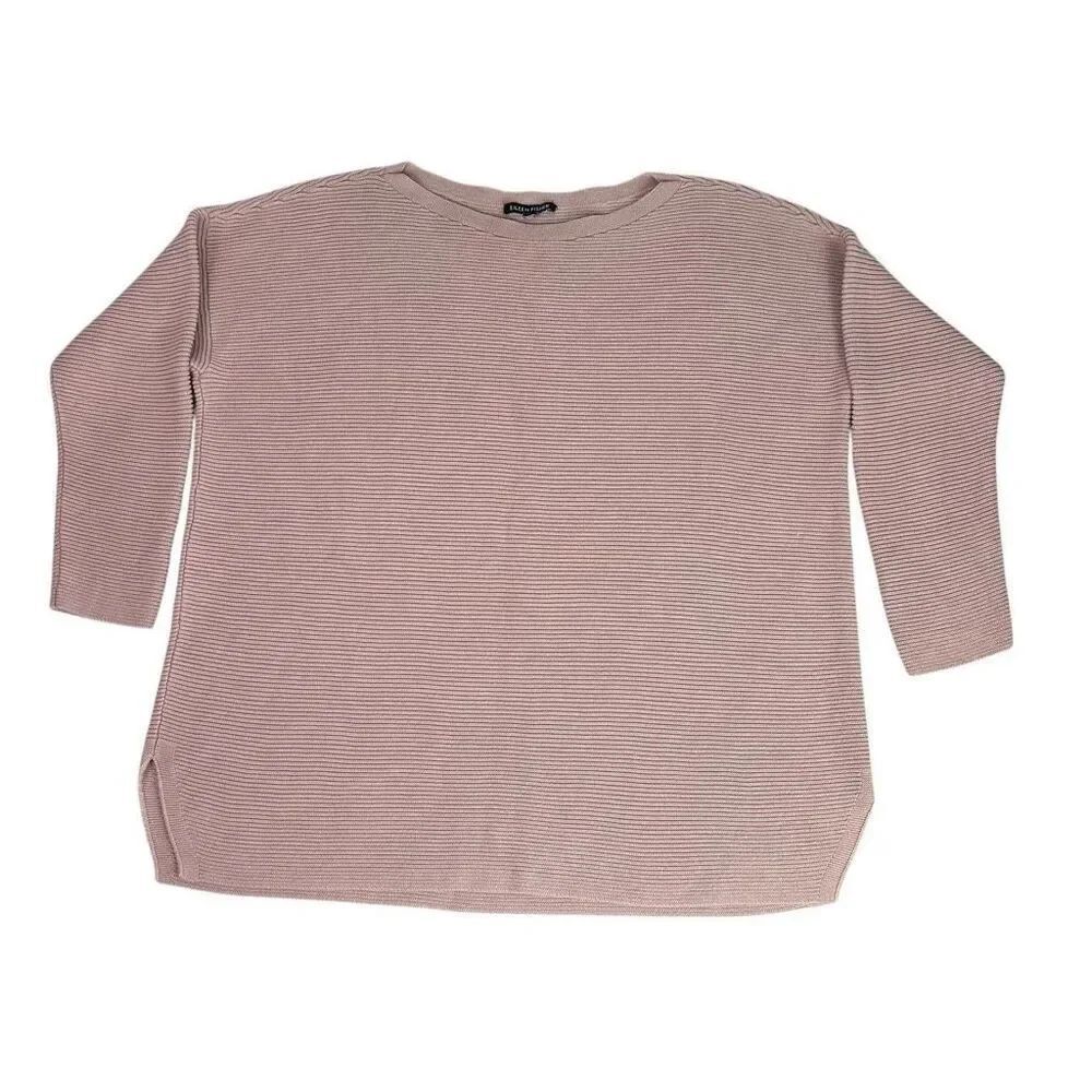 Eileen Fisher Mauve Pink Horizontal Ribbed Sweater Size Small